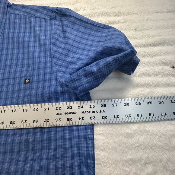 Marmot Mens Blue Short-Sleeve Plaid Button-Up Shirt XL Lightweight Casual Wear - Picture 7 of 8